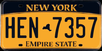 NY license plate HEN7357