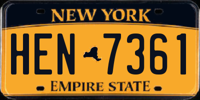 NY license plate HEN7361