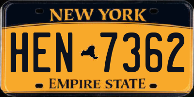 NY license plate HEN7362