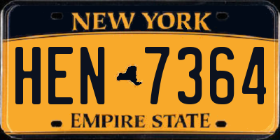 NY license plate HEN7364