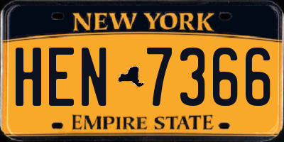 NY license plate HEN7366