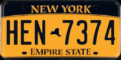 NY license plate HEN7374