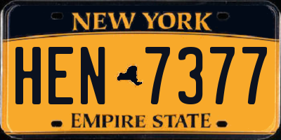 NY license plate HEN7377