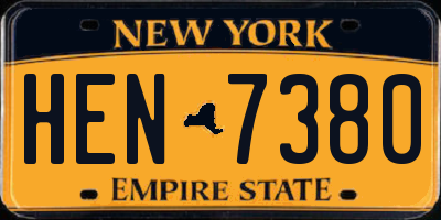 NY license plate HEN7380