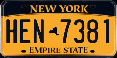 NY license plate HEN7381