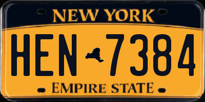 NY license plate HEN7384