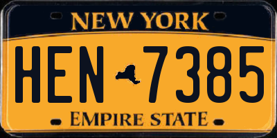 NY license plate HEN7385