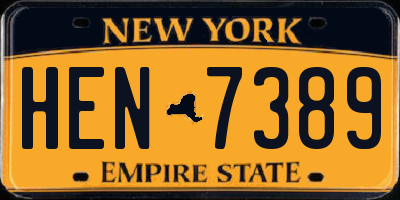 NY license plate HEN7389