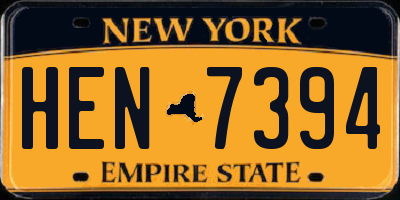 NY license plate HEN7394