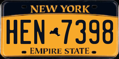 NY license plate HEN7398