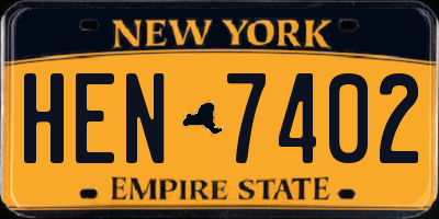 NY license plate HEN7402