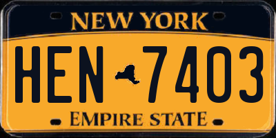 NY license plate HEN7403
