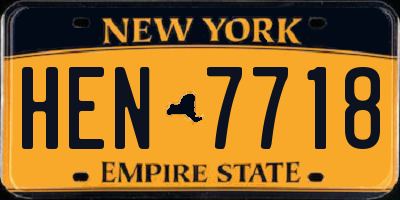NY license plate HEN7718