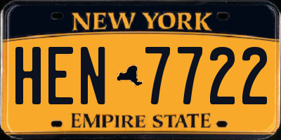 NY license plate HEN7722