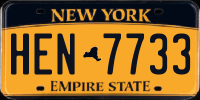 NY license plate HEN7733