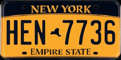 NY license plate HEN7736