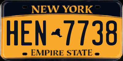 NY license plate HEN7738