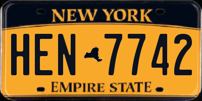NY license plate HEN7742