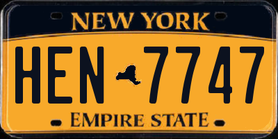 NY license plate HEN7747
