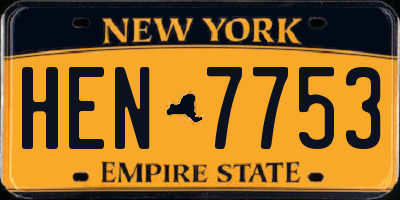 NY license plate HEN7753