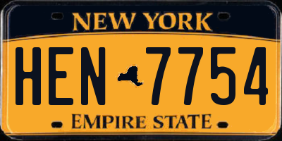 NY license plate HEN7754