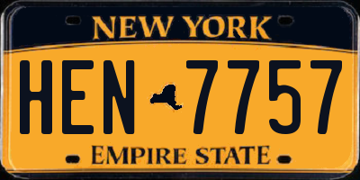NY license plate HEN7757
