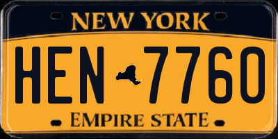 NY license plate HEN7760