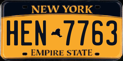 NY license plate HEN7763