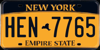 NY license plate HEN7765