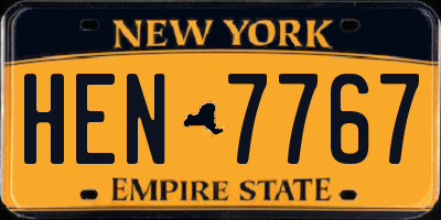NY license plate HEN7767