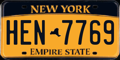 NY license plate HEN7769