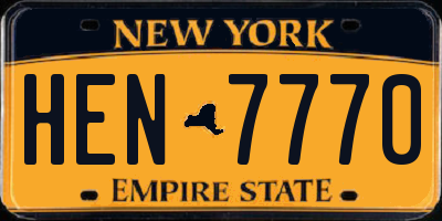NY license plate HEN7770