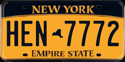 NY license plate HEN7772
