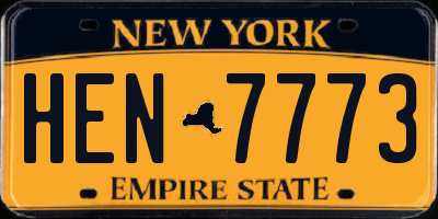 NY license plate HEN7773