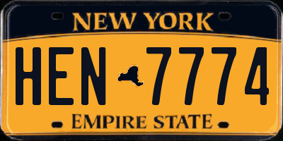 NY license plate HEN7774