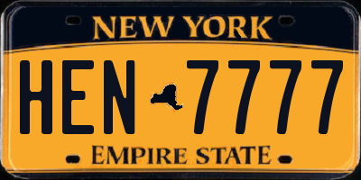 NY license plate HEN7777
