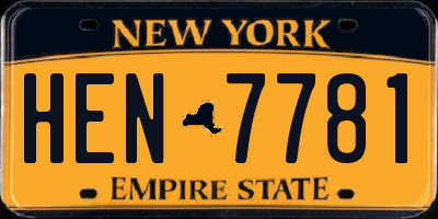NY license plate HEN7781