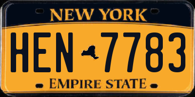 NY license plate HEN7783