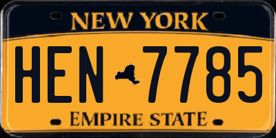 NY license plate HEN7785