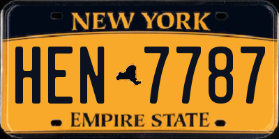 NY license plate HEN7787