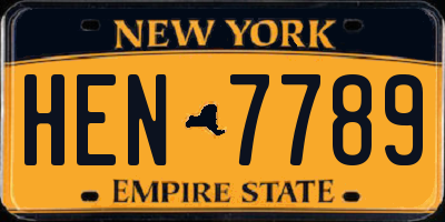 NY license plate HEN7789