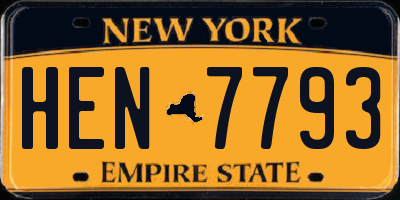 NY license plate HEN7793