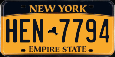 NY license plate HEN7794