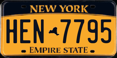 NY license plate HEN7795