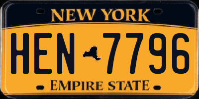 NY license plate HEN7796
