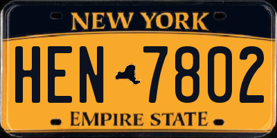 NY license plate HEN7802