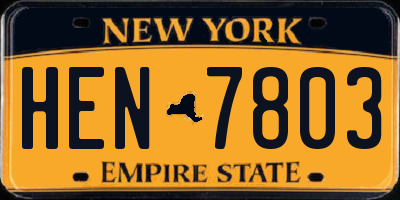 NY license plate HEN7803
