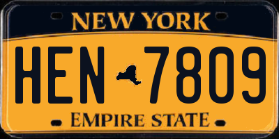 NY license plate HEN7809