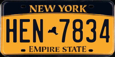 NY license plate HEN7834