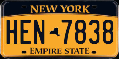 NY license plate HEN7838
